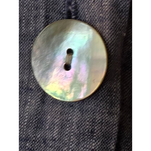 Sarid Olsen Hooded Blue Linen Blend Button-Up Jacket Medium W/ Side Pockets - Picture 3 of 12